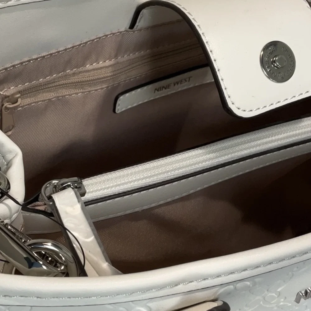 Nine West Embossed White Satchel.